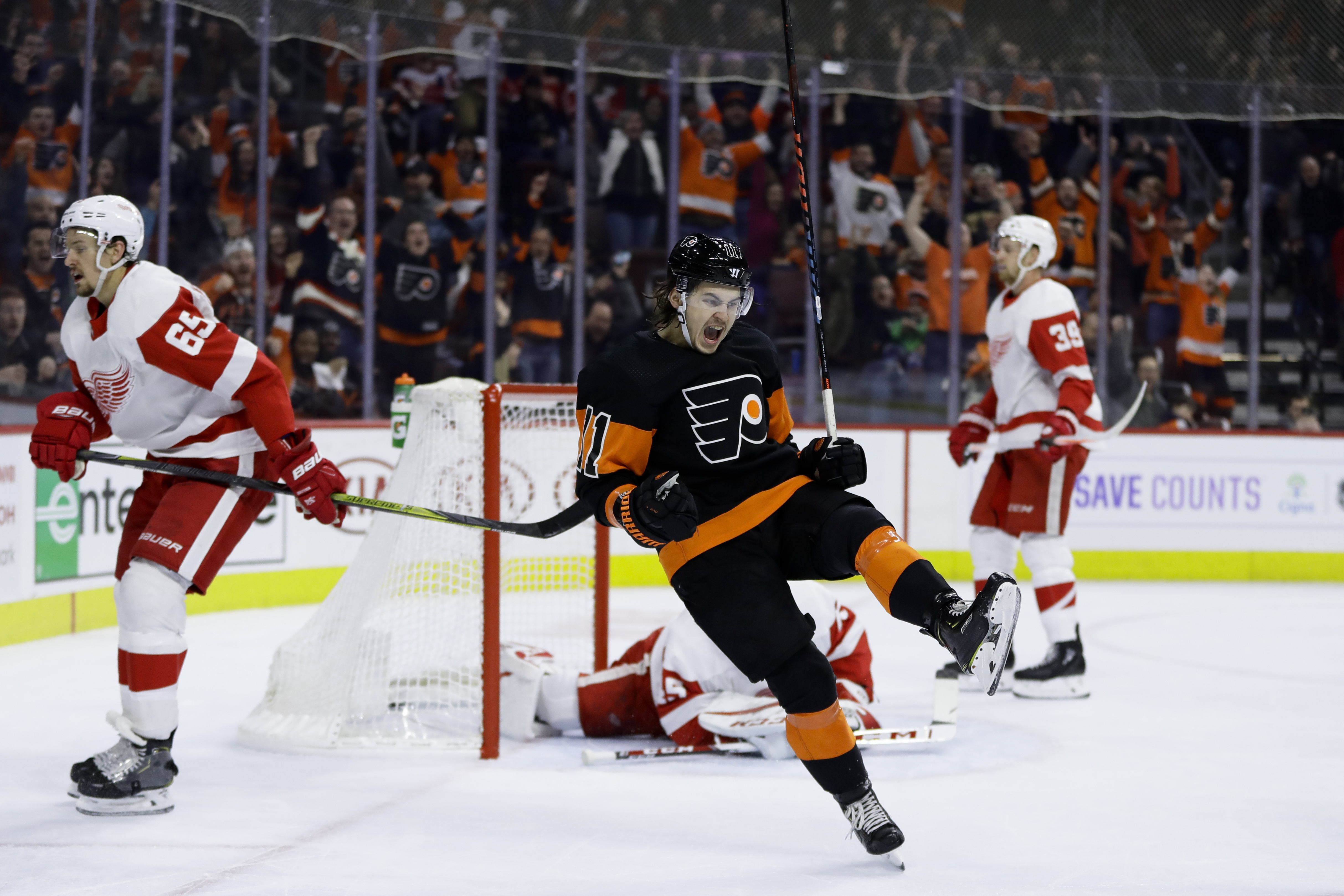 Konecny’s OT goal lifts Flyers past Red Wings 6-5