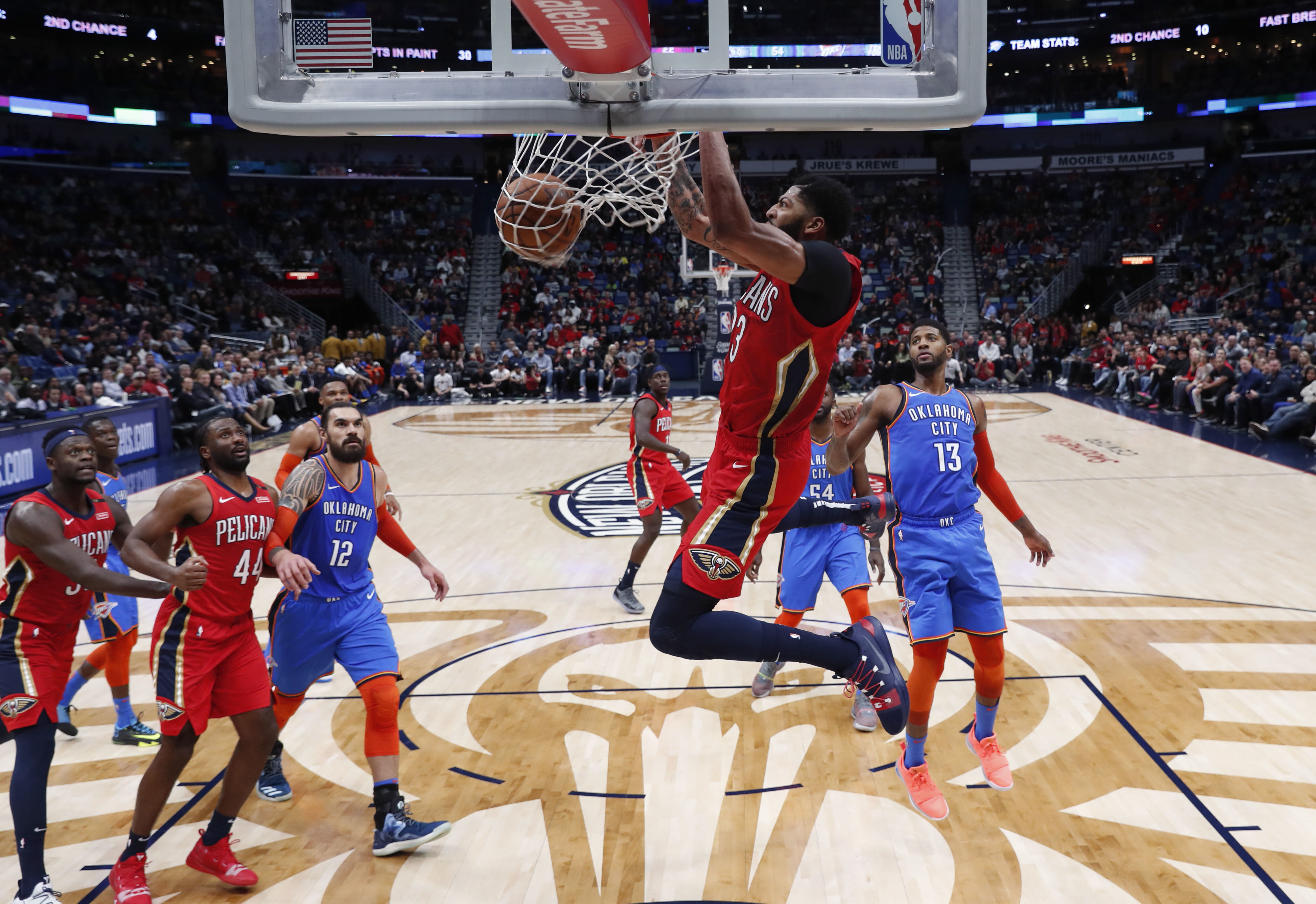 Davis’ 44 points, 18 rebounds, helps Pelicans top Thunder