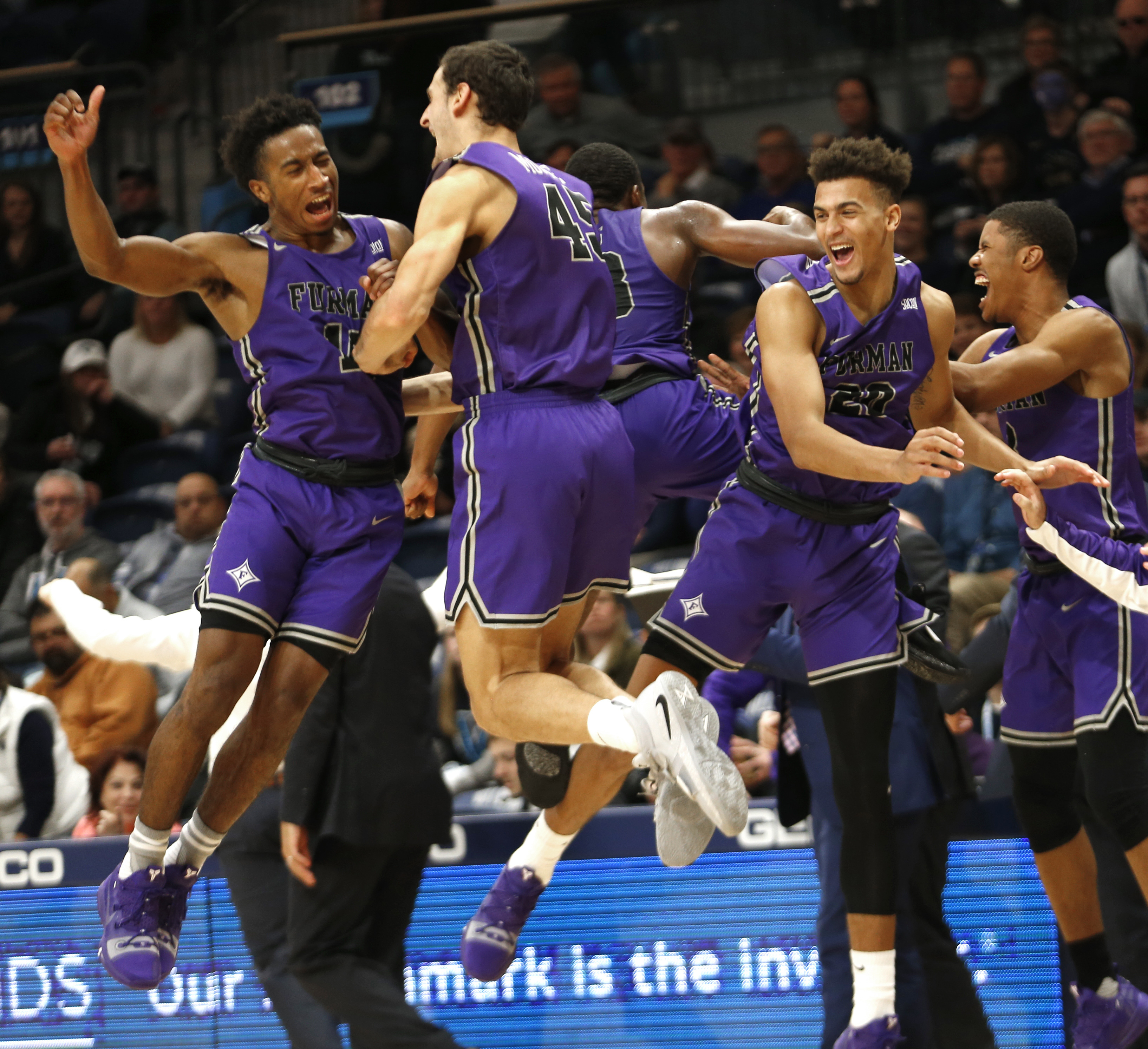 Lyons leads Furman to stunning upset of No. 8 Villanova