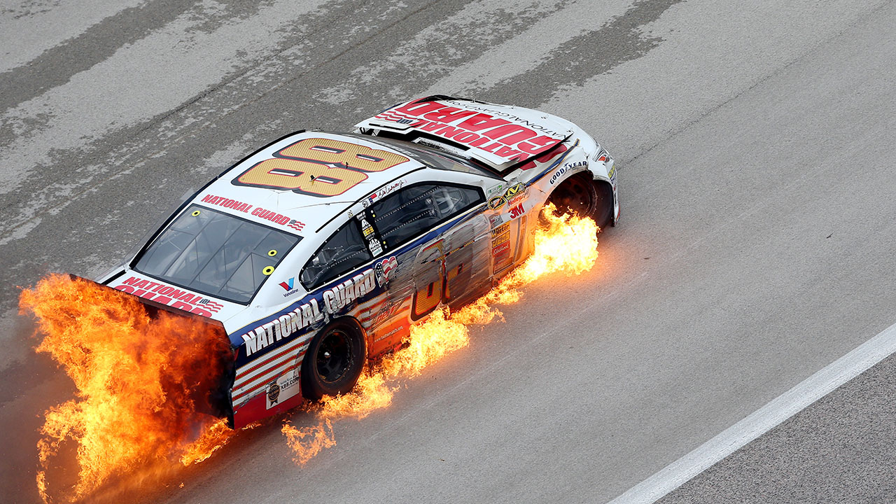 One hot ride: Dale Jr.'s fiery Texas crash in photos
