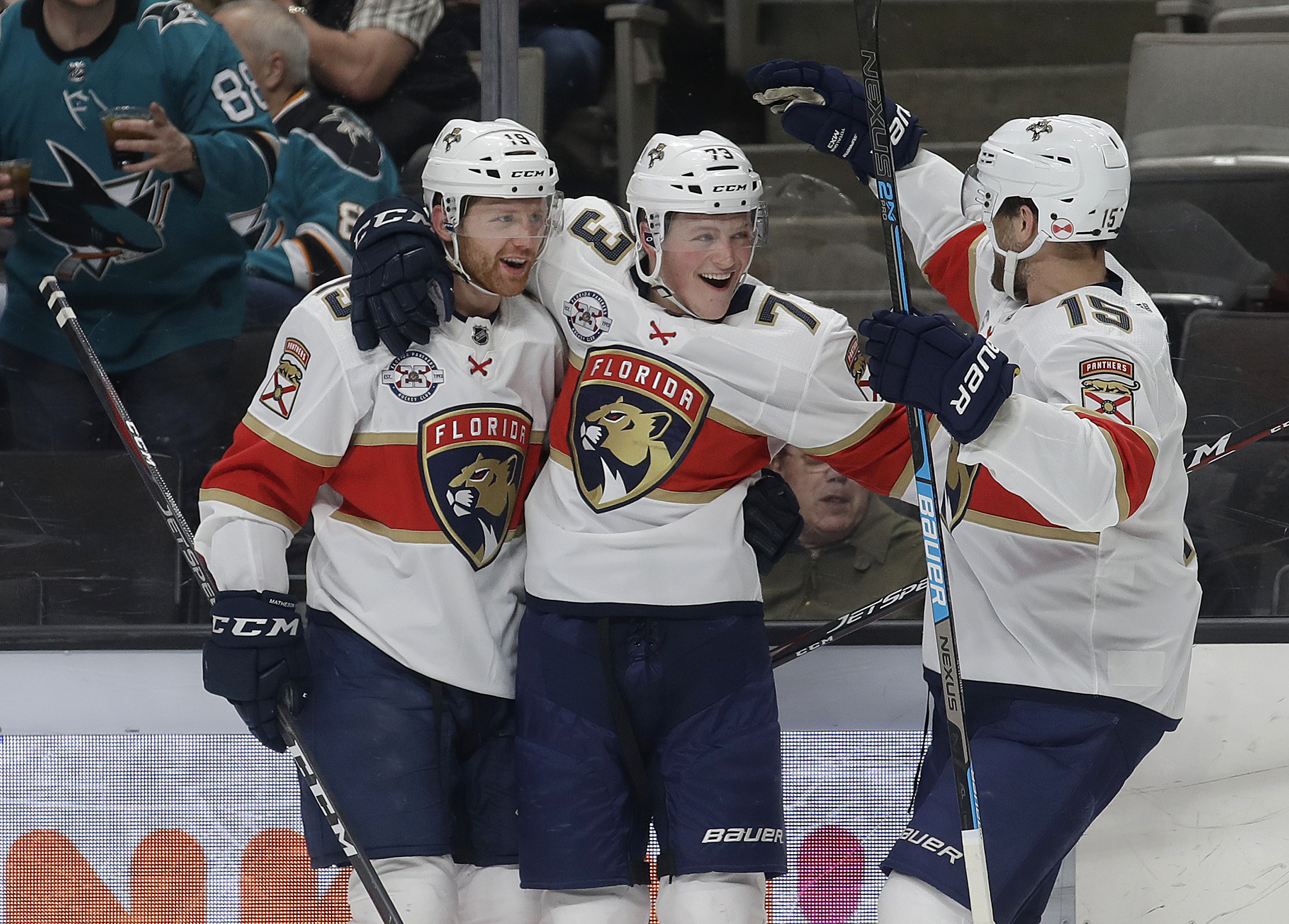 Panthers deny Sharks playoff clincher with 4-2 win