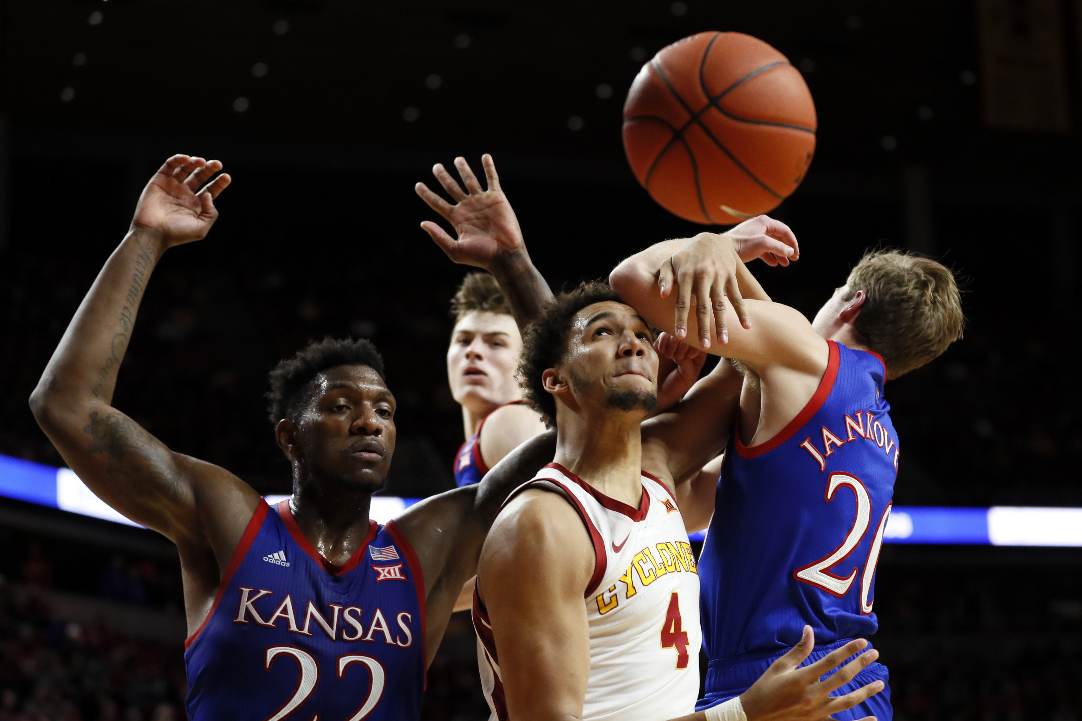 Dotson scores 20 points, No. 3 Kansas routs Iowa State 79-53