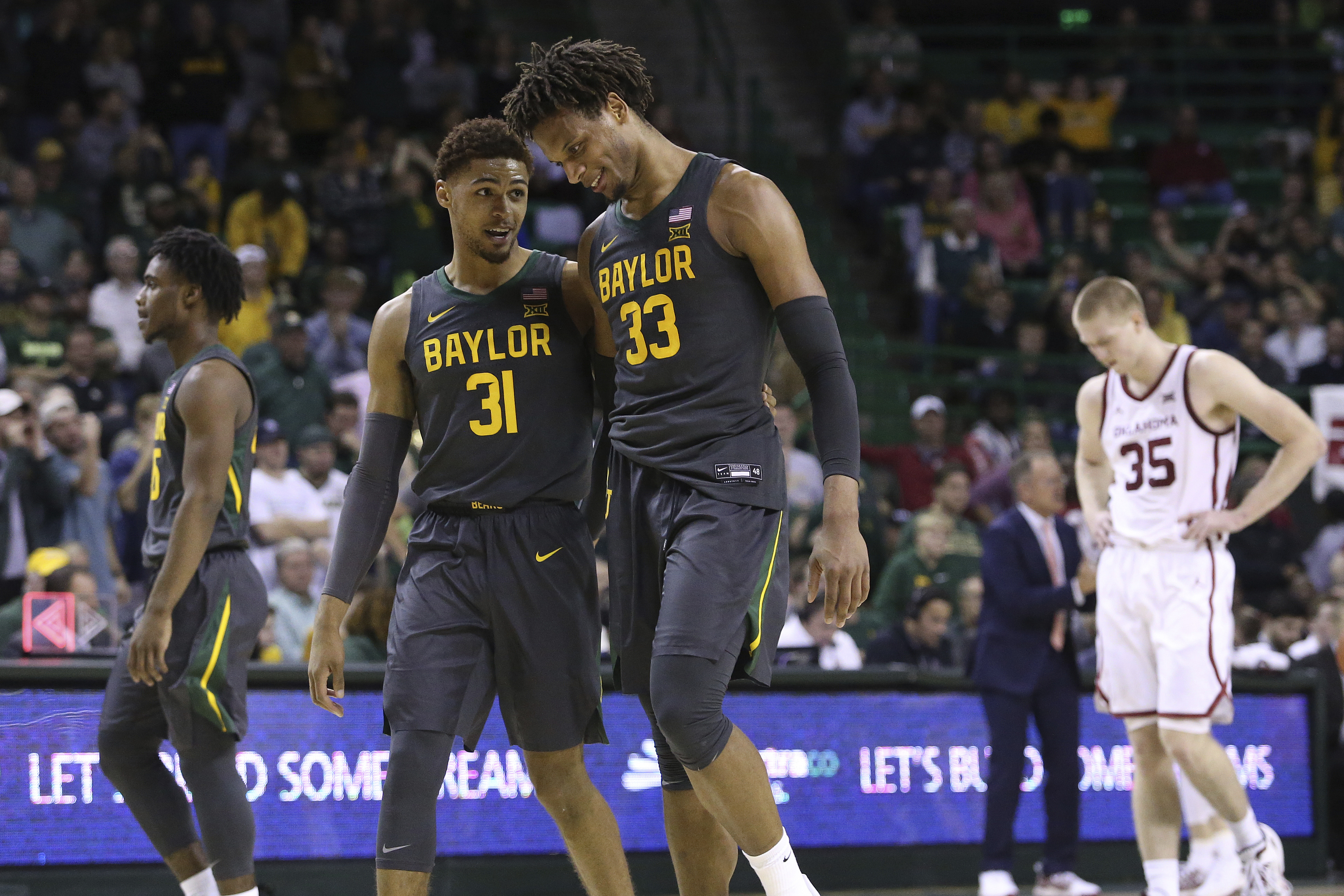 Teague, Mitchell lead No. 1 Baylor past Oklahoma, 61-57