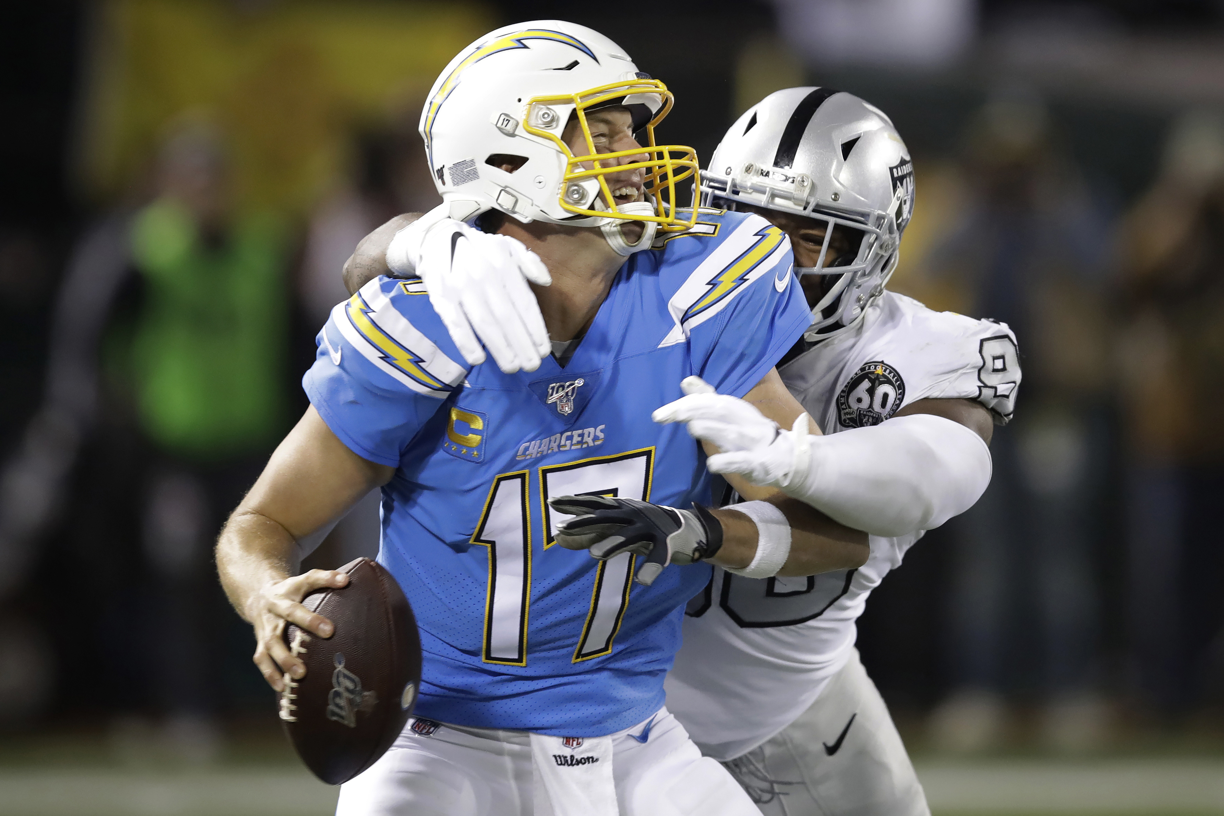 Rivers' 3 INTs send Chargers to 26-24 loss to Raiders