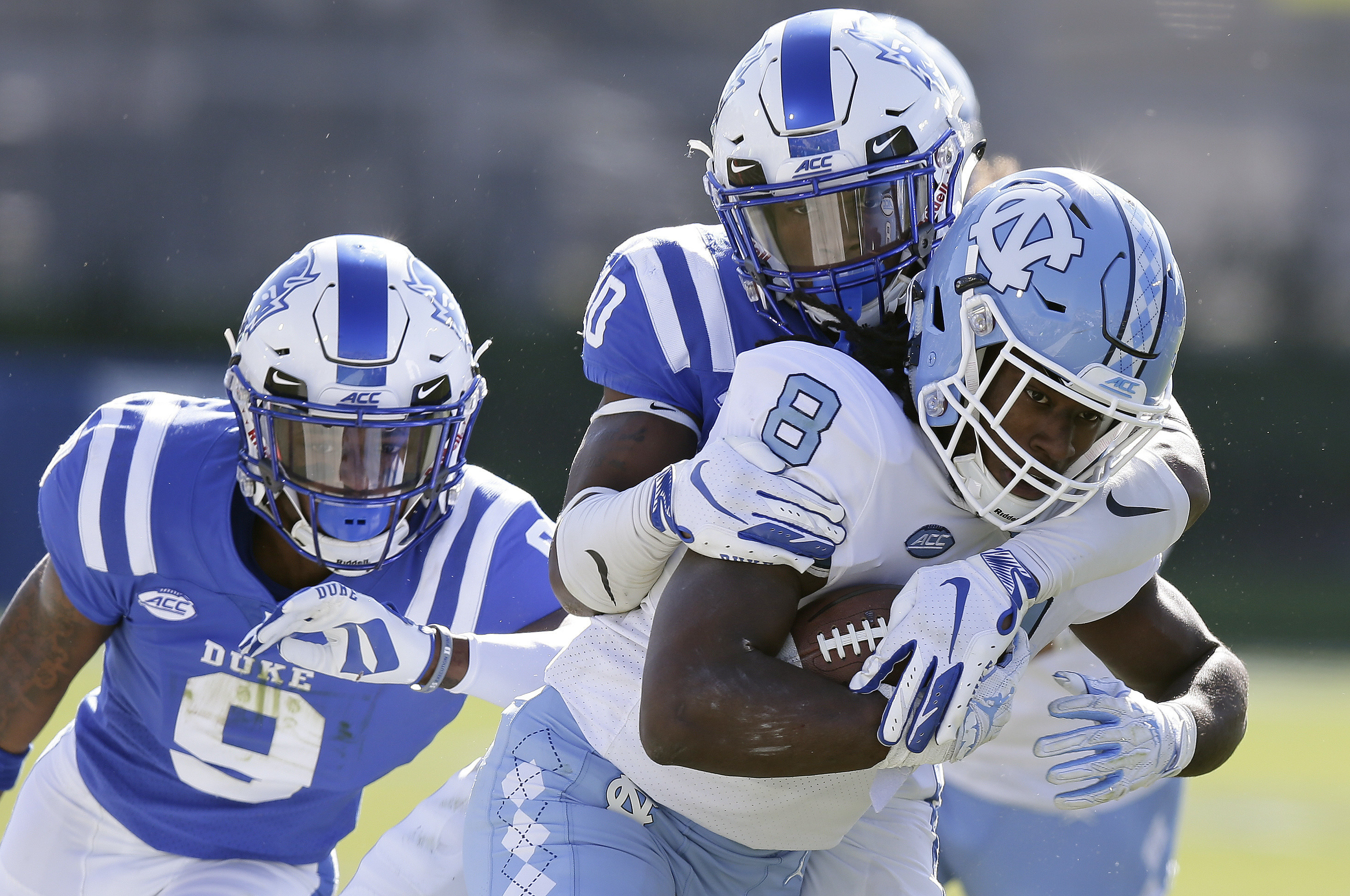 Duke holds off rival UNC 42-35 to keep Victory Bell