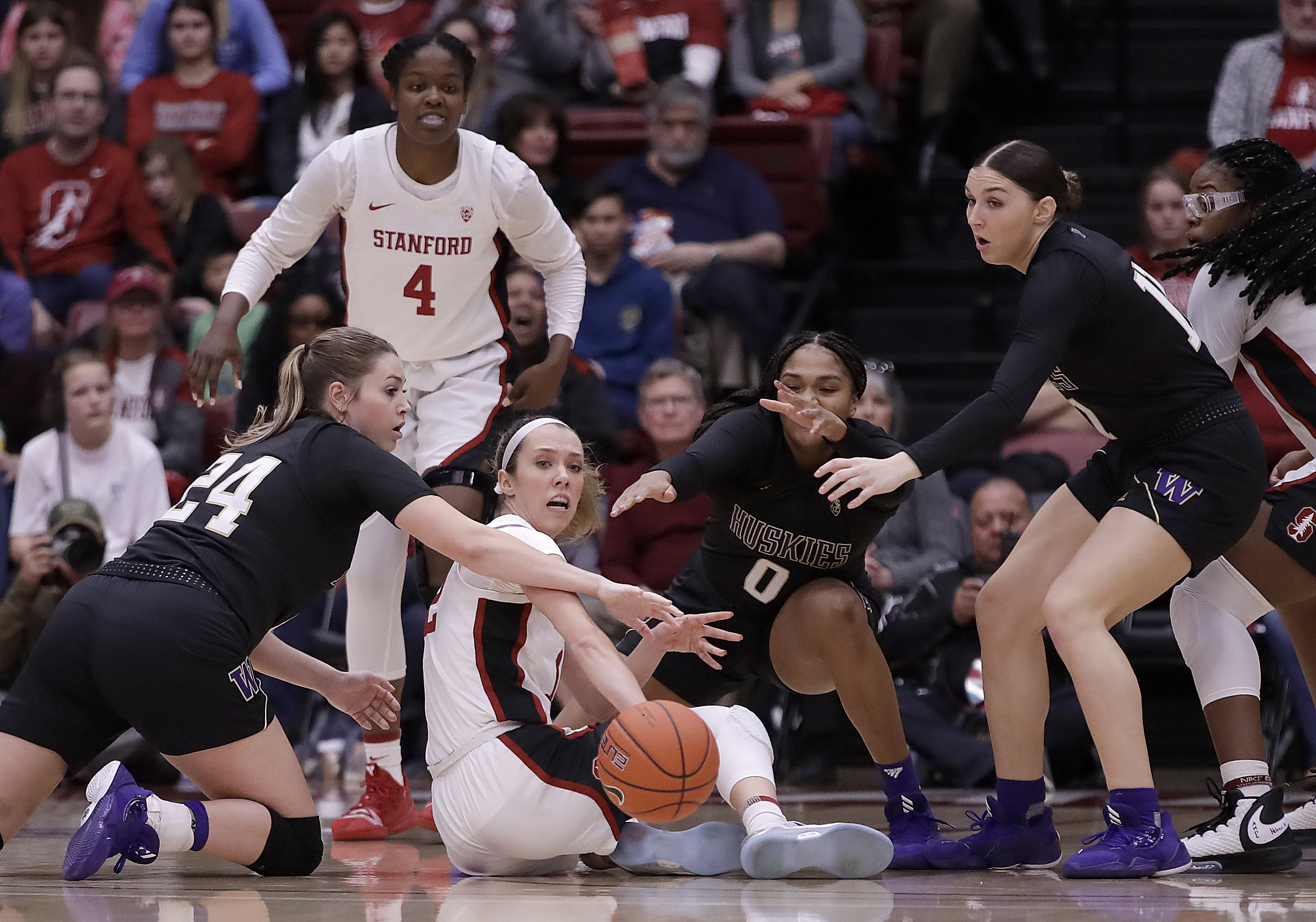 Williams leads No. 5 Stanford women past Washington 77-56