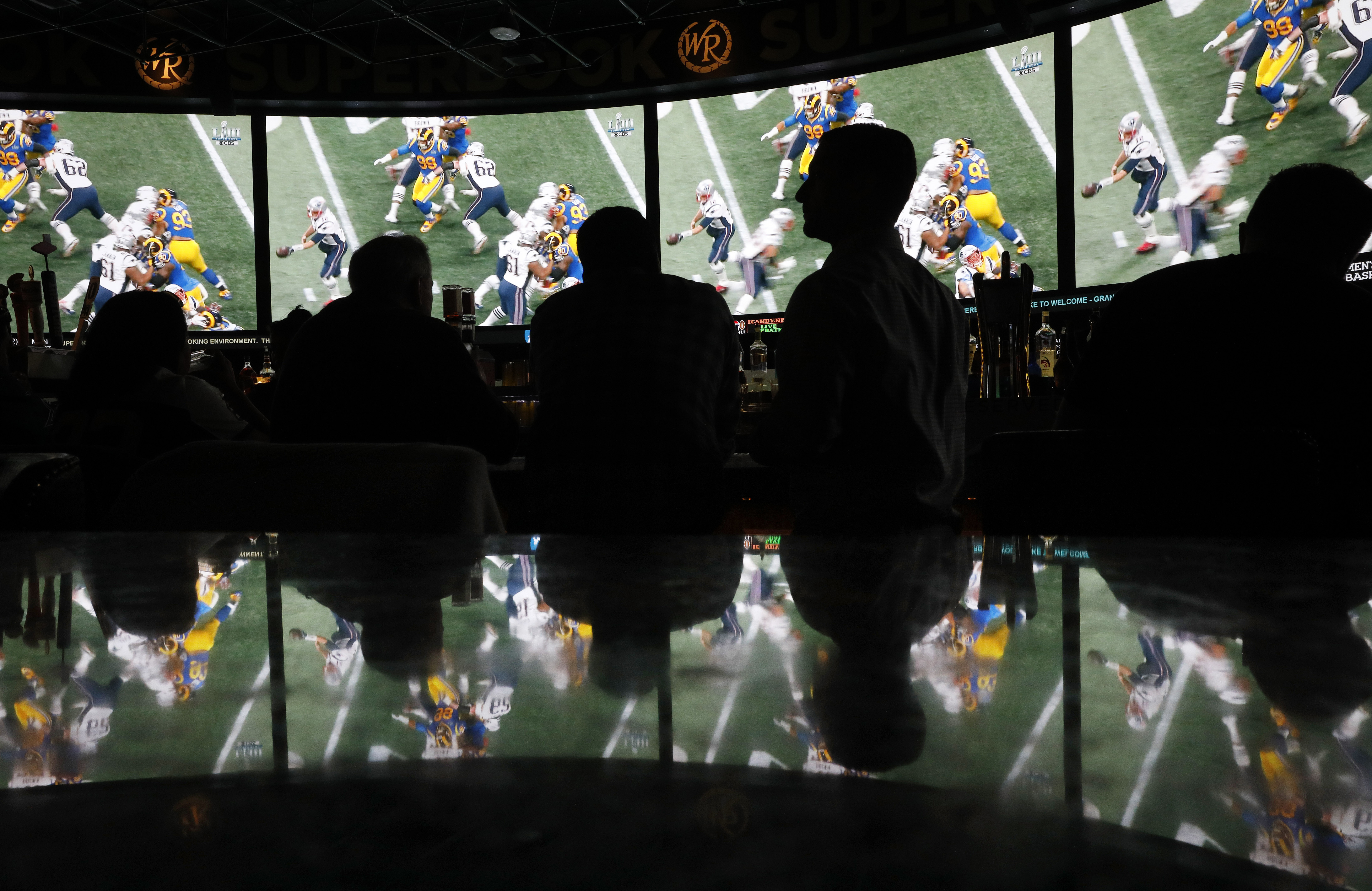 The Latest: Less money bet on Super Bowl at Nevada casinos