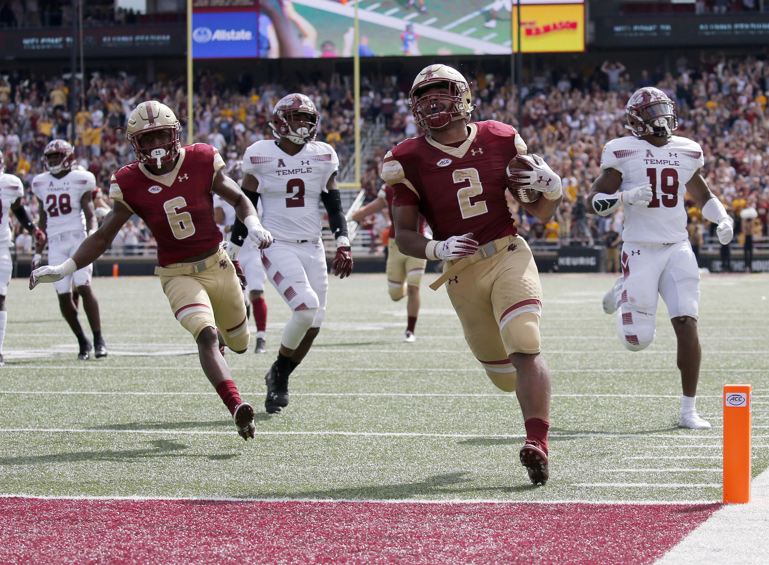 BC runs past Temple 45-35; Dillon hurt