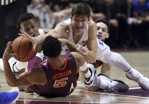 Clarke’s tip-in helps Hokies stun No. 5 Duke, 64-63