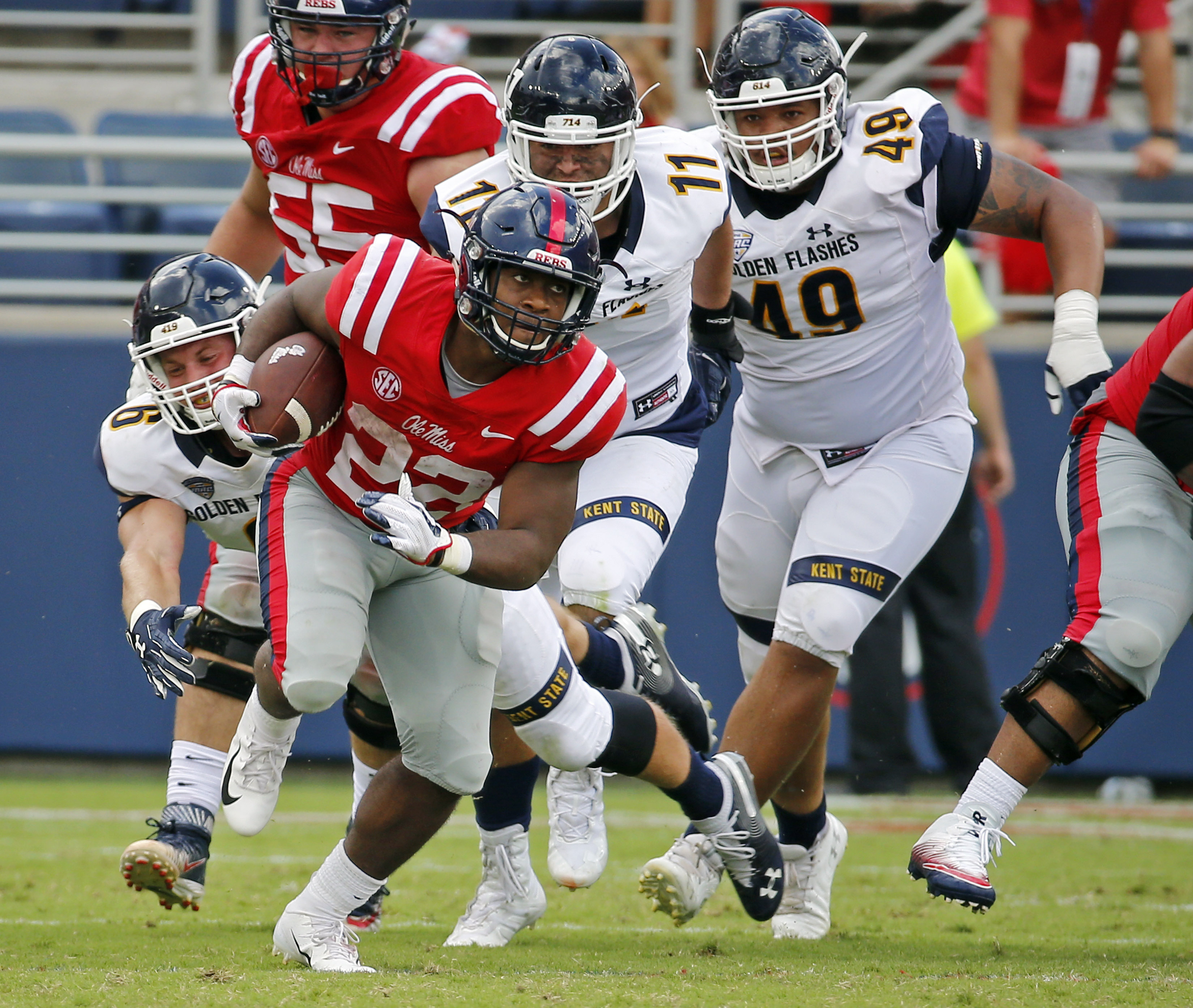 Mississippi rallies in second half, beats Kent St 38-17