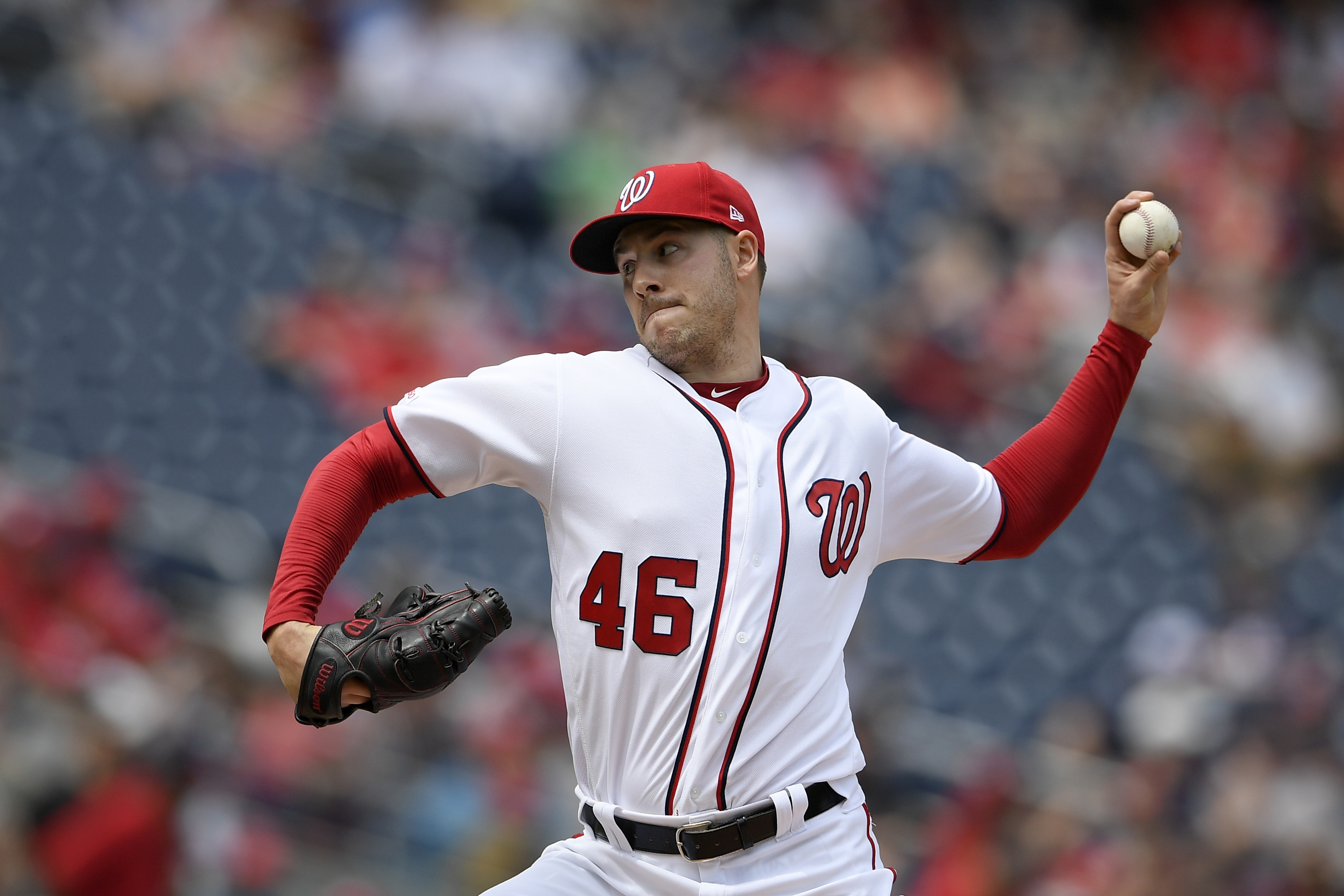 Corbin takes 1-hitter into 8th, Nationals beat Giants 4-2