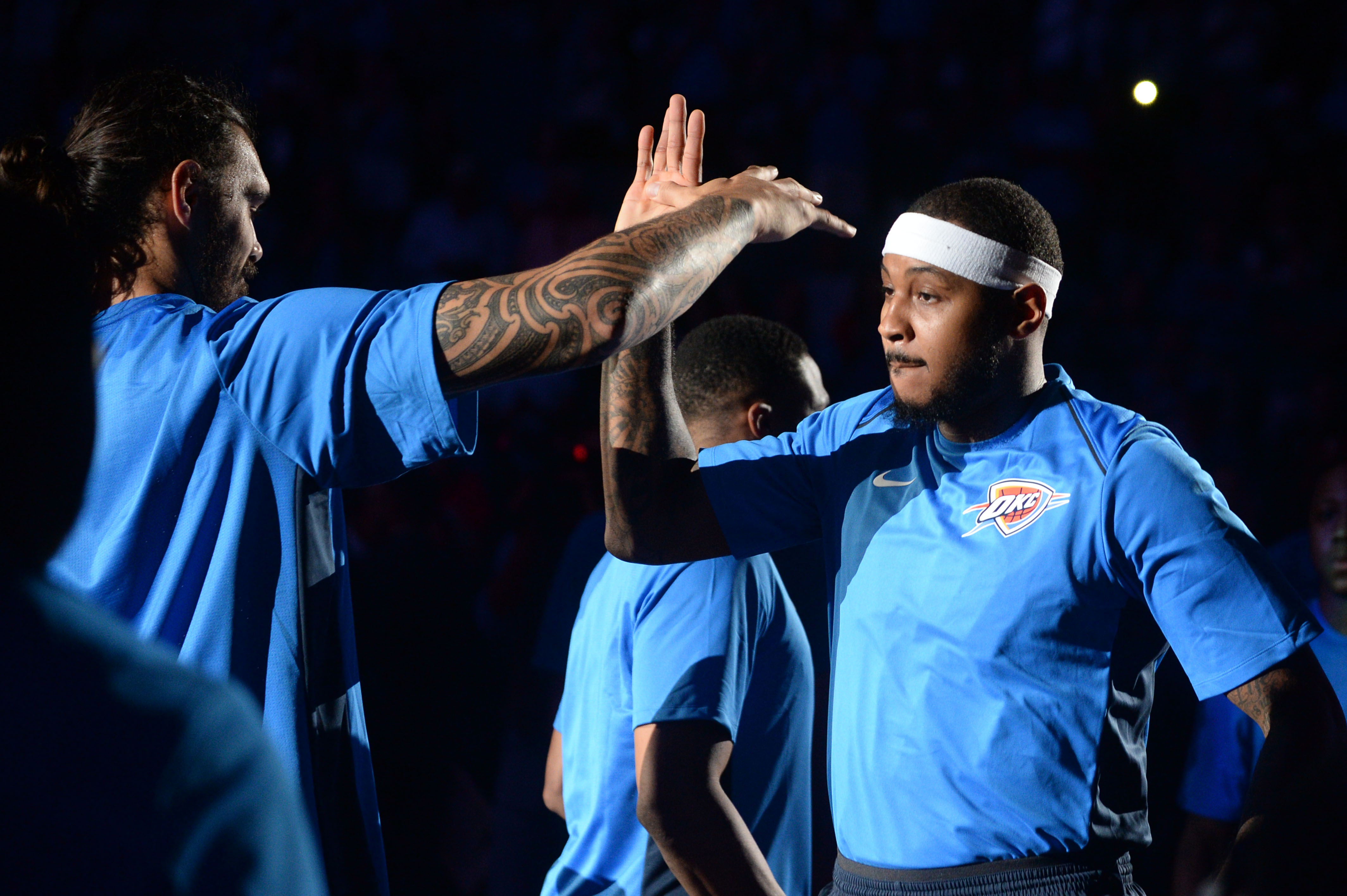 PHOTOS: Carmelo, George Make Thunder Debuts Tuesday night vs. Rockets