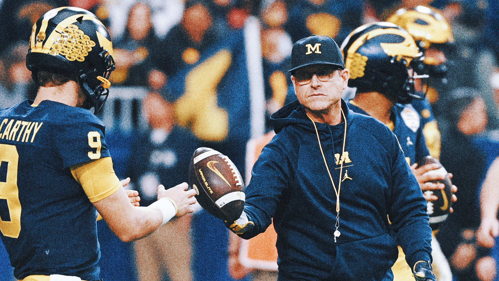 Michigan QB wears 'Free Harbaugh' shirt, leads tribute to suspended coach