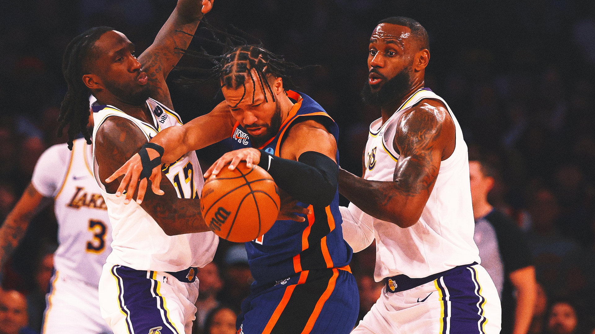 LeBron James, Lakers pull away for 113-105 win to end Knicks' winning streak