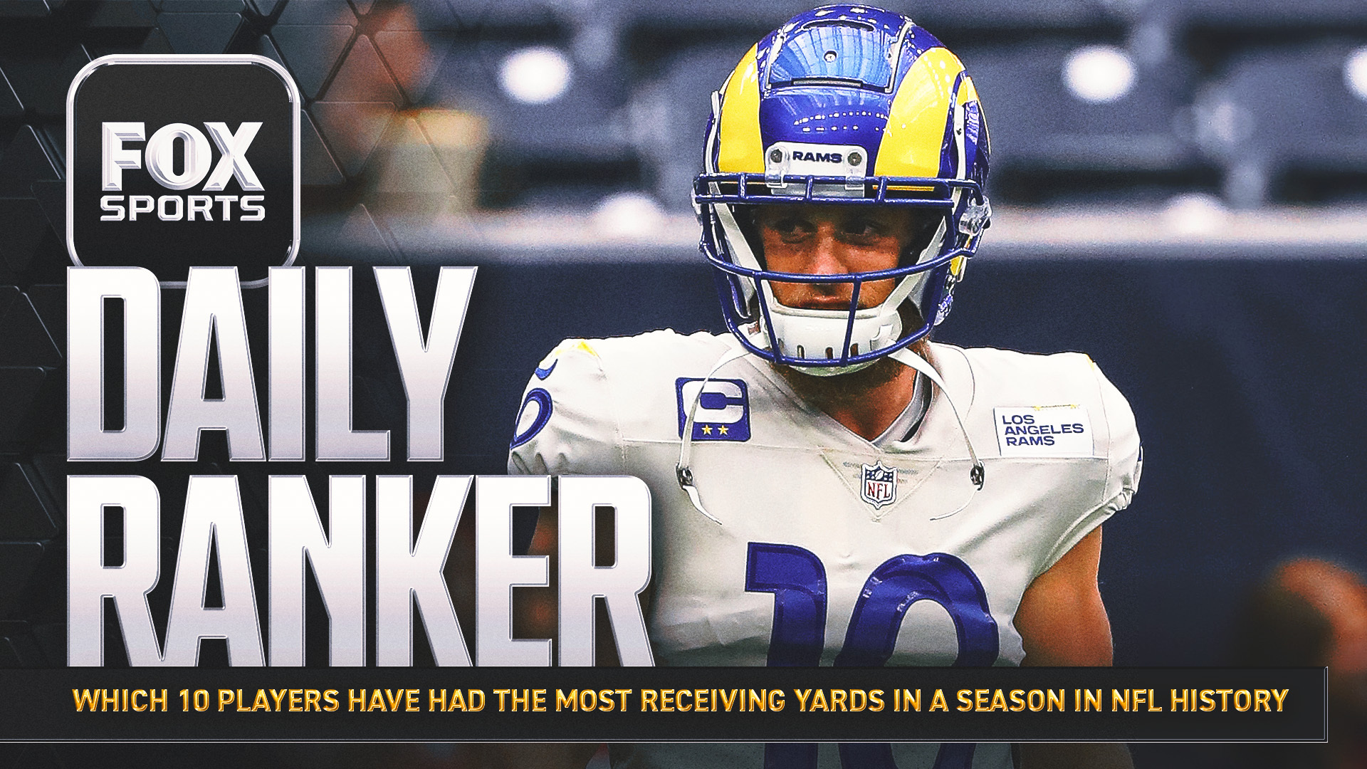 Which 10 players have had the most receiving yards in a season in NFL history?