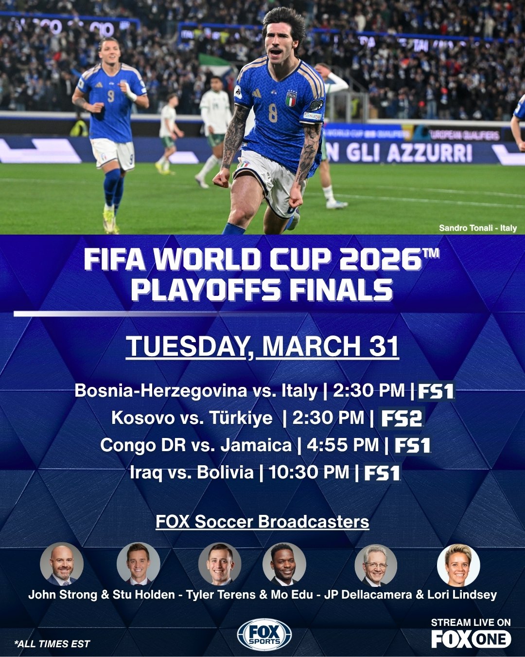 FIFA World Cup 2026 Playoff Finals March 31 Schedule | FOX Sports
