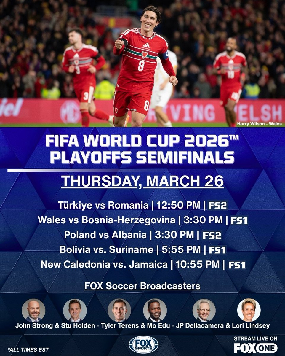 FIFA World Cup 2026 Playoff Semifinals March 26 Schedule | FOX Sports