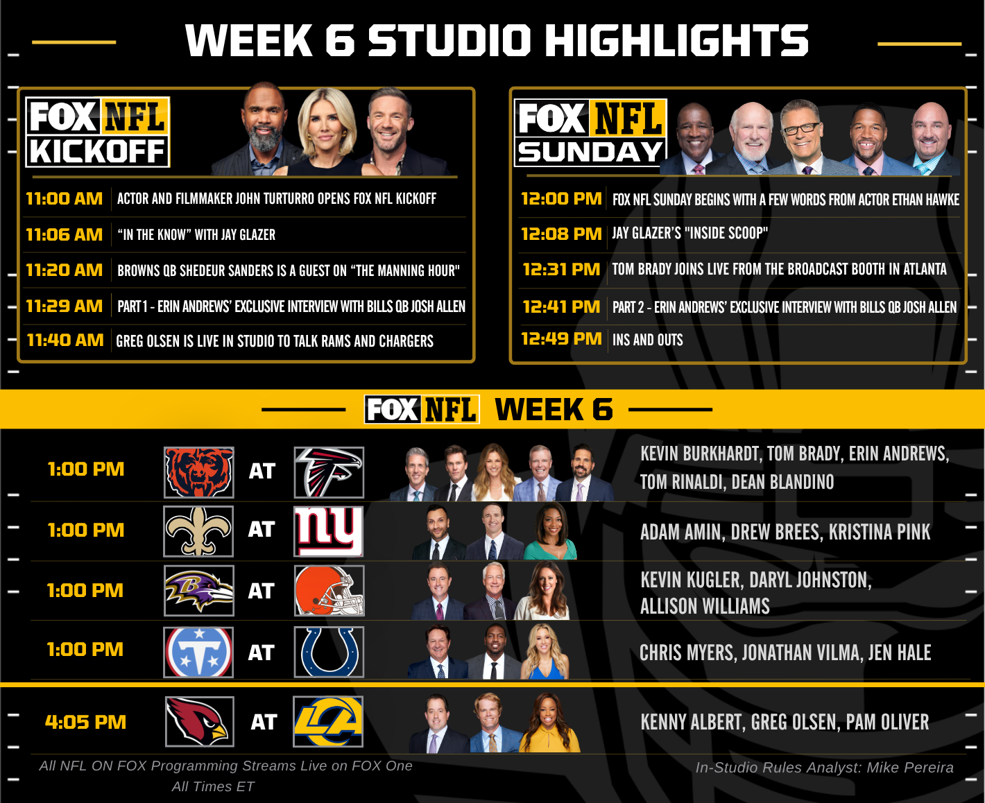 FOX NFL KICKOFF and FOX NFL SUNDAY Week 6 Rundowns | FOX Sports